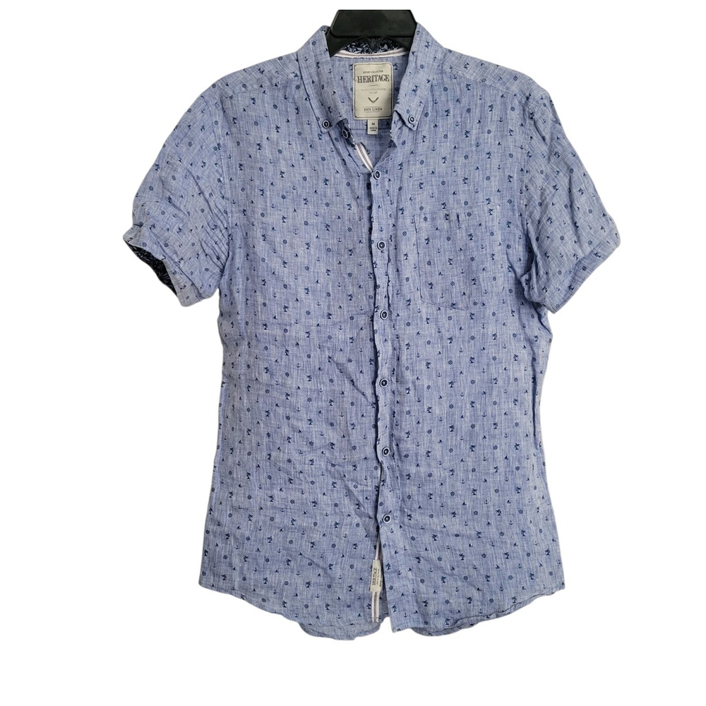 Heritage Report Collection Slim-Fit Short Sleeves Linen Shirt Men’s Medium